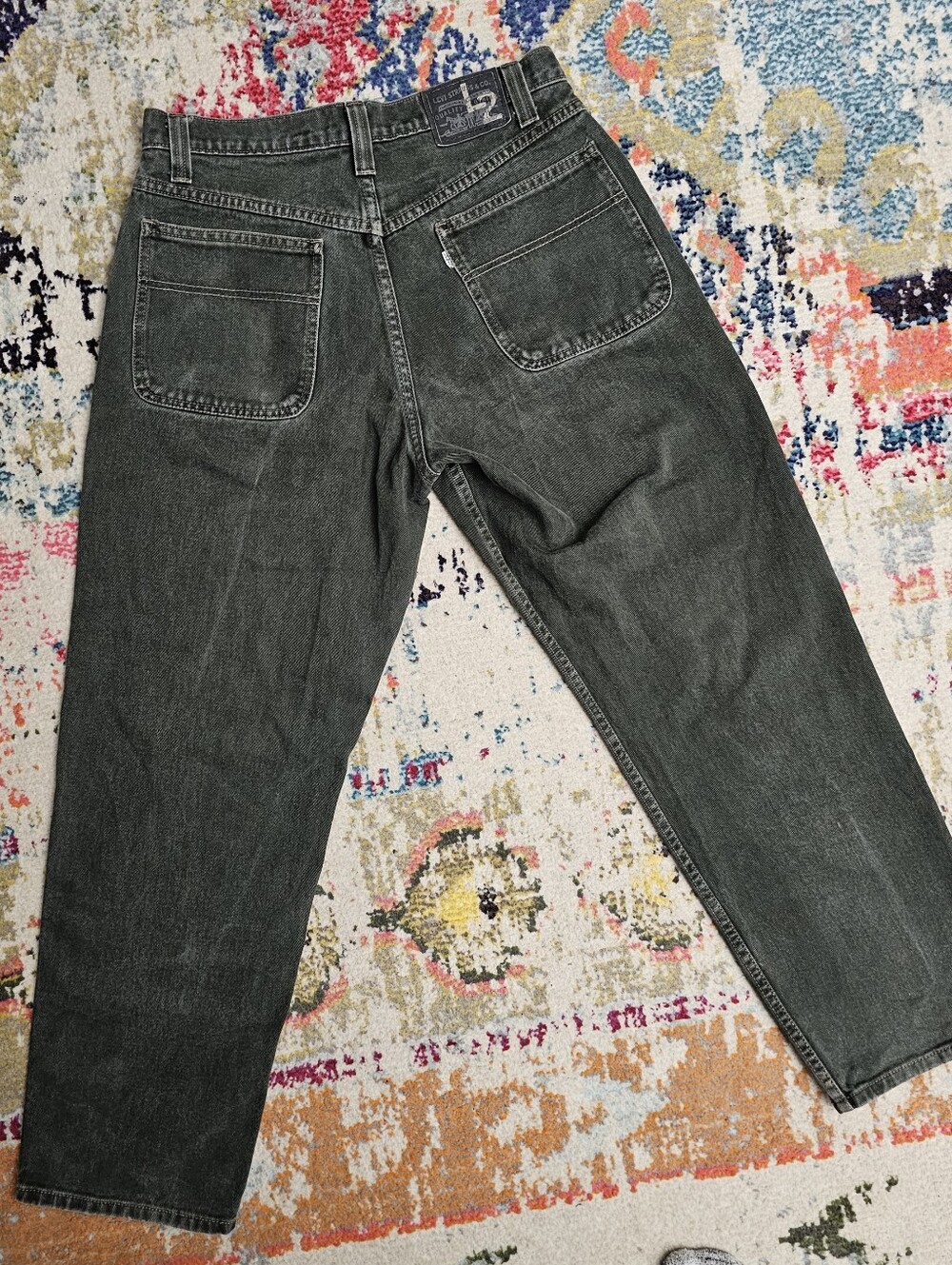 VTG 1995 Levi's L2 Forest Green Jeans Mens Tag 33x30 MEASURES 31x30 Baggy Loose - Picture 6 of 16